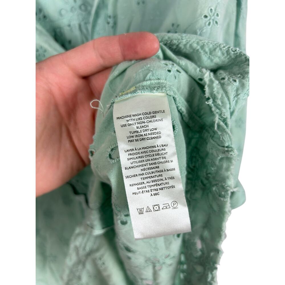Free People We The Free Mae Washed Eyelet Shirt Faded Mint Green S - Picture 7 of 8
